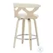 Gardenia Cream PU And Chrome With Natural Wood Swivel Counter Height Stool Set of 2