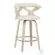 Gardenia Cream PU And Chrome With Natural Wood Swivel Counter Height Stool Set of 2