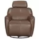 Milanoir Renaissance Tobacco Leather Upholstered Swivel Gliding Accent Chair