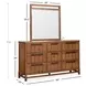 Conway Honey Wheat 9 Drawer Dresser with Rectangular Mirror