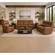 Channing Renaissance Cinnamon Leather Zero Gravity Triple Power Reclining Living Room Set with Nailhead Trim and USB Charging