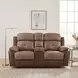 Glendale Brown Double Glider 73" Reclining Console Loveseat