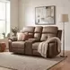 Glendale Brown Double Glider 73" Reclining Console Loveseat