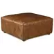 Chiavari Brown Leather Upholstered Square Ottoman