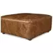 Chiavari Brown Leather Upholstered Square Ottoman