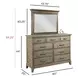Heritage Timber Sandstone 9 Drawer Westwood Bureau with Rectangular Mirror