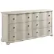 Cambric Creme 6 Drawer Helene Dresser with Arched Serpentine Mirror