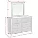 Brooklyn White 6 Drawer Dresser and Rectangular Mirror
