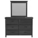 Brooklyn Charcoal 6 Drawer Dresser and Rectangular Mirror