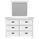 Brooklyn White 6 Drawer Dresser and Rectangular Mirror