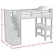 Brooklyn White Twin Storage Loft Bed with Staircase and Integrated Speaker Desk