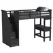 Brooklyn Charcoal Twin Storage Loft Bed with Staircase and Integrated Speaker Desk