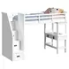 Brooklyn White Twin Storage Loft Bed with Staircase and Integrated Speaker Desk