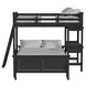 Brooklyn Charcoal Twin Over Full Storage Loft Bed with Ladder and Integrated Speaker Desk