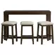 Drew Dark Taupe and Dark Walnut Upholstered 4 Piece Bar Table Set with USB Charging