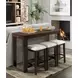 Drew Dark Taupe and Dark Walnut Upholstered 4 Piece Bar Table Set with USB Charging