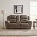 Hazen Brown Double 81" Reclining Console Loveseat