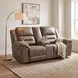 Hazen Brown Double 81" Reclining Console Loveseat