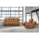 Belmont Lyric Caramel Leather 77" Zero Gravity Power Reclining Loveseat with Console and USB Charging