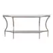 Oakmere White and Aged Pewter Demilune Quartz Top Console Table