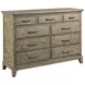 Heritage Timber Sandstone 9 Drawer Westwood Bureau with Rectangular Mirror