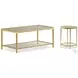 Jinx Glass And Brass Rectangle Occasional Table Set