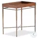 Cleve Rustic Walnut And Antiqued Bronze Chairside Tray Table