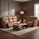 Celeste Sahara Sandalwood Leather Zero Gravity Power Reclining Living Room Set With Power Headrest