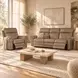 Duncan Light Brown Leather 91" Power Reclining Sofa with Power Headrest And Lumbar