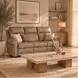 Duncan Light Brown Leather 91" Power Reclining Sofa with Power Headrest And Lumbar