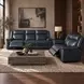Arthur Cosmos Cobalt Leather Lay Flat Power Reclining 66" Loveseat With Power Headrest And Lumbar