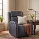 Nelson Salvo Denim Leather Zero Gravity Power Recliner with Power Headrest And Lumbar