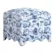 Artisan Upholstery Indigo and White Upholstered Square Lowry Ottoman