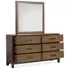 Ridgefield Russet 6 Drawer Dresser with Square Mirror
