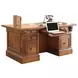 Huntington Antique Vintage Pecan Double Pedestal Executive Desk
