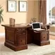 Huntington Antique Vintage Pecan Double Pedestal Executive Desk