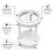 Monaco Blanc Round Glass Top End Table with Anchor Insert
