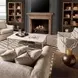Melange Champagne Gold and White Rectangular Marble Top Jen Cocktail Table