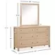 Meadowrise Sandstone Beige 6 Drawer Dresser with Rectangular Mirror