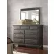 Heritage Timber Charcoal and Brown 9 Drawer Westwood Bureau with Rectangular Jessup Mirror