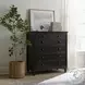 Caroline Soft Black Secretary 6 Drawer Chest with USB Charging