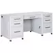 Norah Simply White 68" Executive Home Office Set with USB Charging