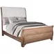 Coventry Hall Pecan King Upholstered Sleigh Bed