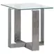 Whitehall Aged Pewter and Chrome Pucks Rectangular Glass Top End Table