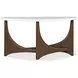 Elowen Vale Turkish Coffee and White Demilune Marble Top Sofa Table
