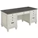 Hartford Antique White And Gray Double Pedestal Home Office Set