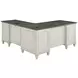 Hartford Antique White And Gray Pedestal L-Shaped Desk