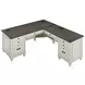 Hartford Antique White And Gray Pedestal L-Shaped Desk