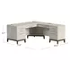 Pomona Soft White 68" Executive L Desk with USB Charging