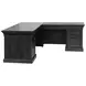 Willow Lane Ebony Black 118" Executive L Desk with USB Charging